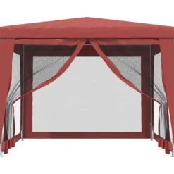vidaXL Telte & Lysthuse^festtelt med 4 sidevægge 3x3 m trådnet HDPE rød - Festtelte & havepavilloner