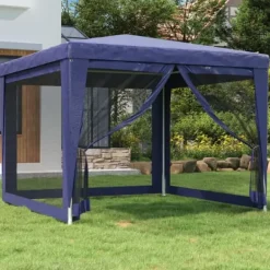 vidaXL Telte & Lysthuse^festtelt med 4 sidevægge 3x3 m trådnet HDPE blå - Festtelte & havepavilloner