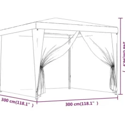 vidaXL Telte & Lysthuse^festtelt med 4 sidevægge 3x3 m trådnet HDPE blå - Festtelte & havepavilloner