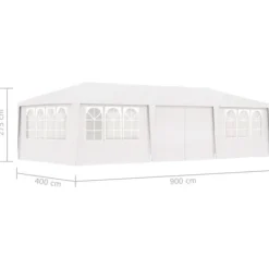 vidaXL Telte & Lysthuse^festtelt med sidevægge 4x9 m 90 g/m² hvid - Festtelte & havepavilloner