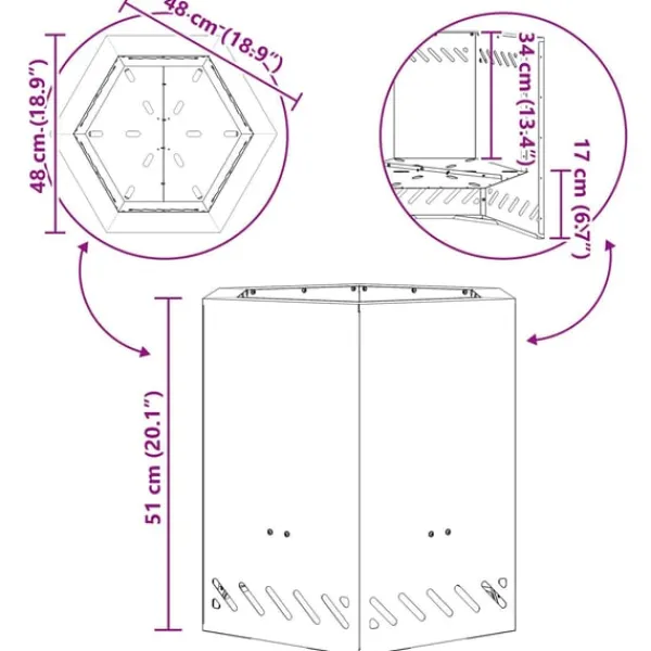 New Fire Pit Black 48 x 48 x 51 cm Cold-rolled steel Pejse