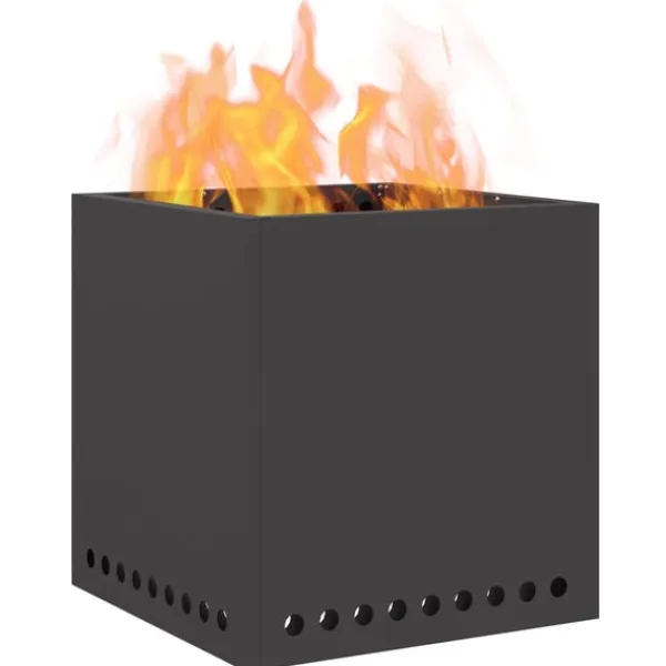 vidaXL Pejse^Fire Pit Black 48 x 48 x 50 cm Cold-rolled steel