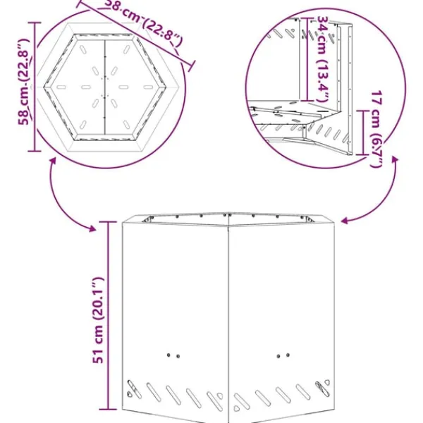 Best Fire Pit Black 58 x 58 x 51 cm Cold-rolled steel Pejse