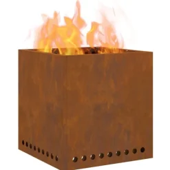 vidaXL Pejse^Fire Pit Brown 48 x 48 x 50 cm Weathering steel