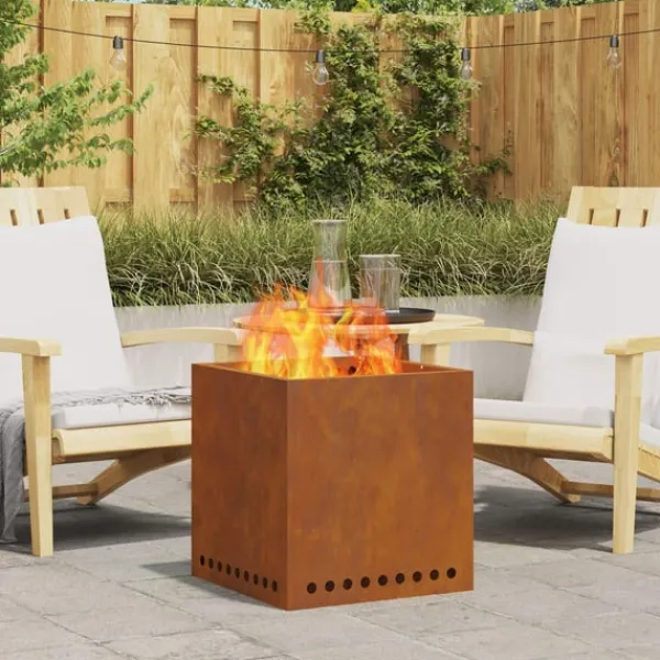vidaXL Pejse^Fire Pit Brown 48 x 48 x 50 cm Weathering steel