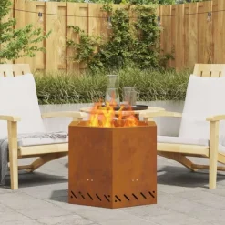 Fire Pit Brown 58 x 58 x 51 cm Weathering steel Pejse