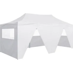 vidaXL Telte & Lysthuse^foldbart festtelt med 4 sidevægge 3 x 6 m stål hvid - Festtelte & havepavilloner