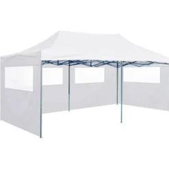 vidaXL Telte & Lysthuse^foldbart festtelt med 4 sidevægge 3 x 6 m stål hvid - Festtelte & havepavilloner