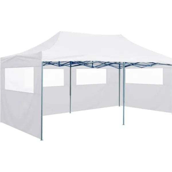 vidaXL Telte & Lysthuse^foldbart festtelt med 4 sidevægge 3 x 6 m stål hvid - Festtelte & havepavilloner