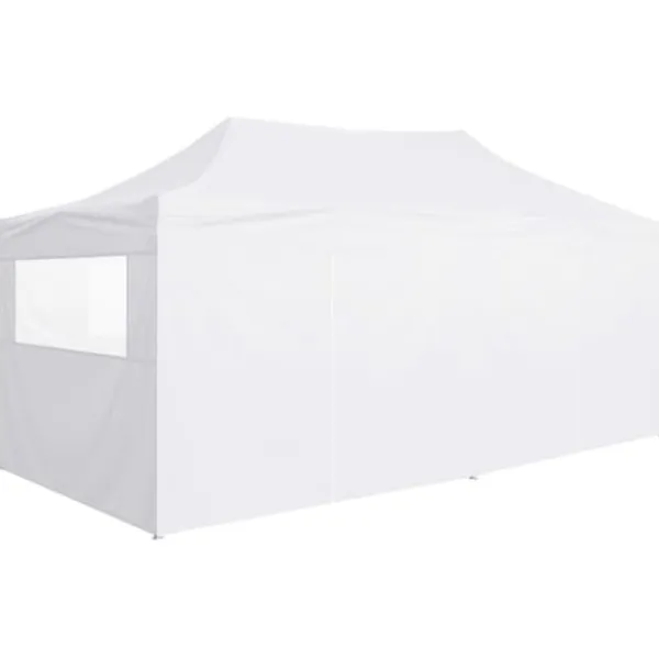 vidaXL Telte & Lysthuse^foldbart festtelt med 4 sidevægge 3 x 6 m stål hvid - Festtelte & havepavilloner