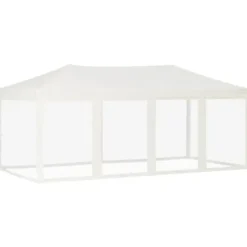 vidaXL Telte & Lysthuse^foldbart festtelt med sidevægge 3x6 m cremefarvet - Festtelte & havepavilloner