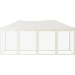 vidaXL Telte & Lysthuse^foldbart festtelt med sidevægge 3x6 m cremefarvet - Festtelte & havepavilloner