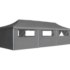 foldbart pop op-festtelt med 8 sidevægge 3 x 9 m antracitgrå - Festtelte & havepavilloner Telte & Lysthuse