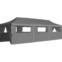 foldbart pop op-festtelt med 8 sidevægge 3 x 9 m antracitgrå - Festtelte & havepavilloner Telte & Lysthuse