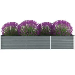 Best forhøjet plantekasse 240x80x45 cm galvaniseret stål grå - Plantekrukker Krukker & Plantebeholdere