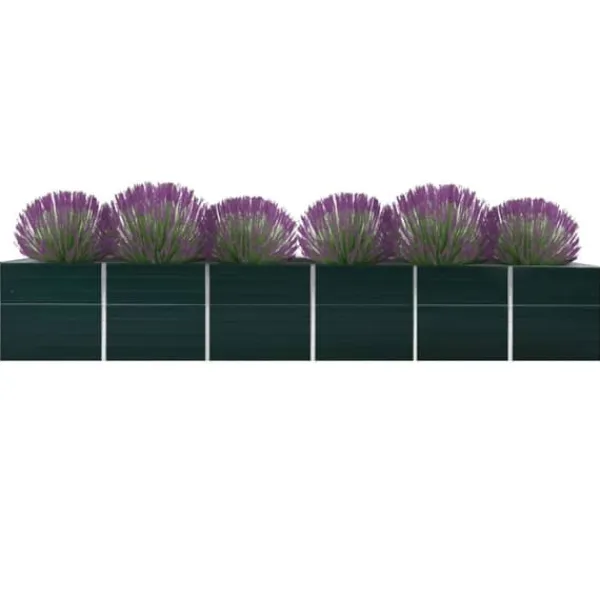 vidaXL Krukker & Plantebeholdere^forhøjet plantekasse 480x80x77 cm galvaniseret stål grøn - Plantekrukker