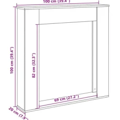 vidaXL Pejse^forsats til pejs 100x20x100 cm konstrueret træ sort