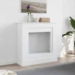 vidaXL Pejse^forsats til pejs 90x30x90 cm konstrueret træ hvid