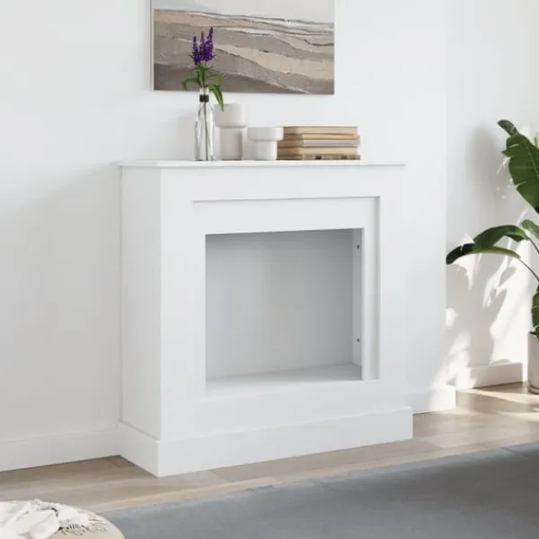 vidaXL Pejse^forsats til pejs 90x30x90 cm konstrueret træ hvid