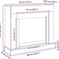 vidaXL Pejse^forsats til pejs 100x30x87,5 cm konstrueret træ sort-eg