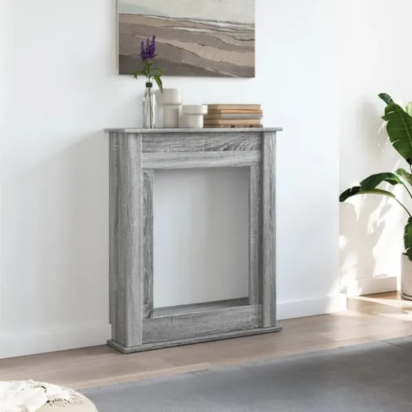 Best forsats til pejs 75x20x87,5 cm konstrueret træ grå sonoma-eg Pejse