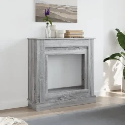 Discount forsats til pejs 90x30x90 cm konstrueret træ grå sonoma-eg Pejse