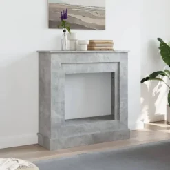 vidaXL Pejse^forsats til pejs 90x30x90 cm konstrueret træ betongrå