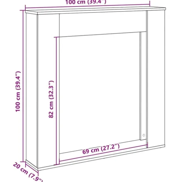 Best forsats til pejs 100x20x100 cm konstrueret træ røget eg Pejse