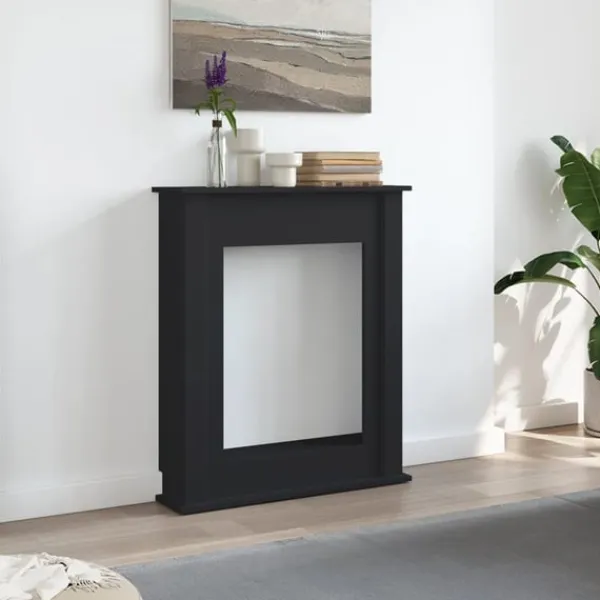 forsats til pejs 75x20x87,5 cm konstrueret træ sort Pejse
