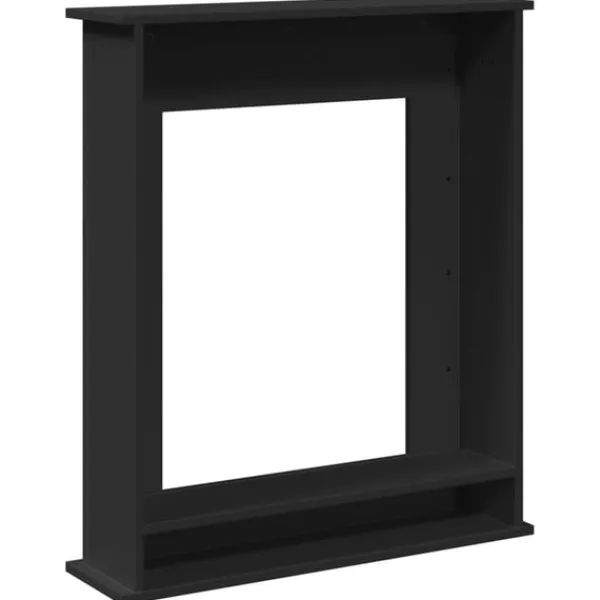 forsats til pejs 75x20x87,5 cm konstrueret træ sort Pejse