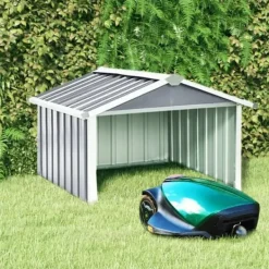 vidaXL Skure, Garager & Carports^garage til robotplæneklipper 92x97x63 cm galvaniseret stål grå - Skure & Redskabsskure