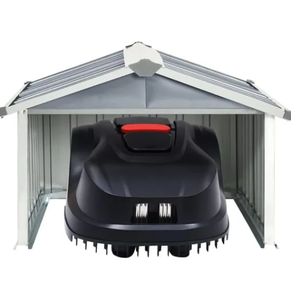 vidaXL Skure, Garager & Carports^garage til robotplæneklipper 92x97x63 cm galvaniseret stål grå - Skure & Redskabsskure