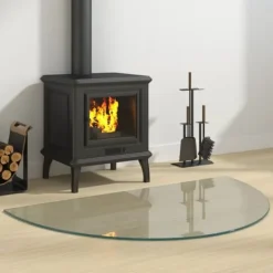 vidaXL Tilbehør Til Brændeovne & Pejse^glasplade til pejs 1000x600 mm halvrund - Glas