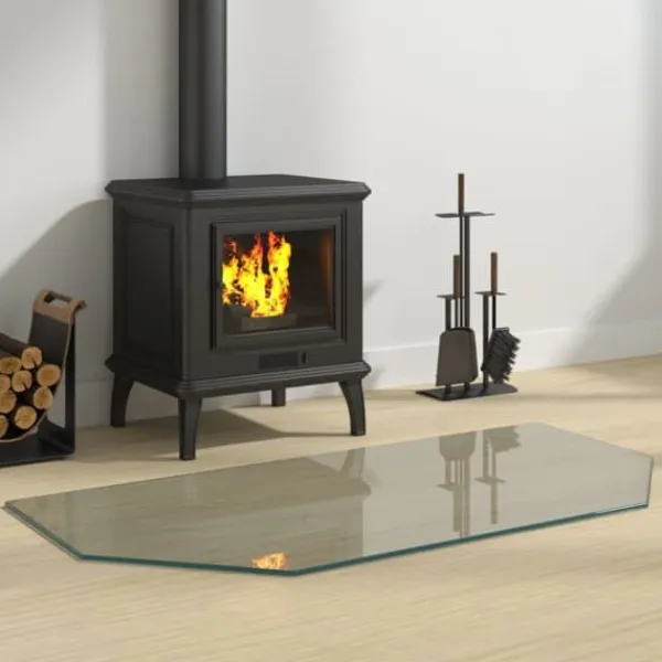 Sale glasplade til pejs 100x50 cm sekskantet - Glas Tilbehør Til Brændeovne & Pejse