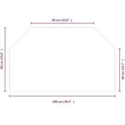 New glasplade til pejs 100x60 cm sekskantet - Glas Tilbehør Til Brændeovne & Pejse