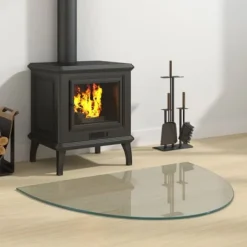 vidaXL Tilbehør Til Brændeovne & Pejse^glasplade til pejs 800x600 mm halvrund - Glas