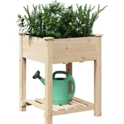 Outlet Have Blomsterkrukke Beige 60.5 x 60 x 76.5 cm Massivt fyrretræ Plantningsbænke