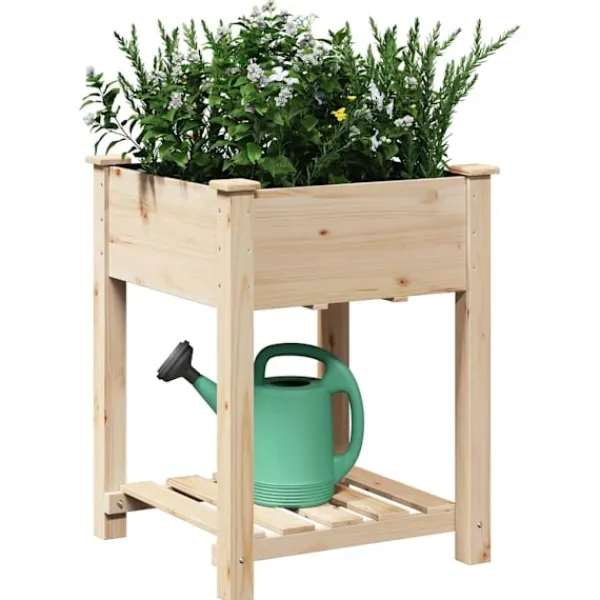 Outlet Have Blomsterkrukke Beige 60.5 x 60 x 76.5 cm Massivt fyrretræ Plantningsbænke