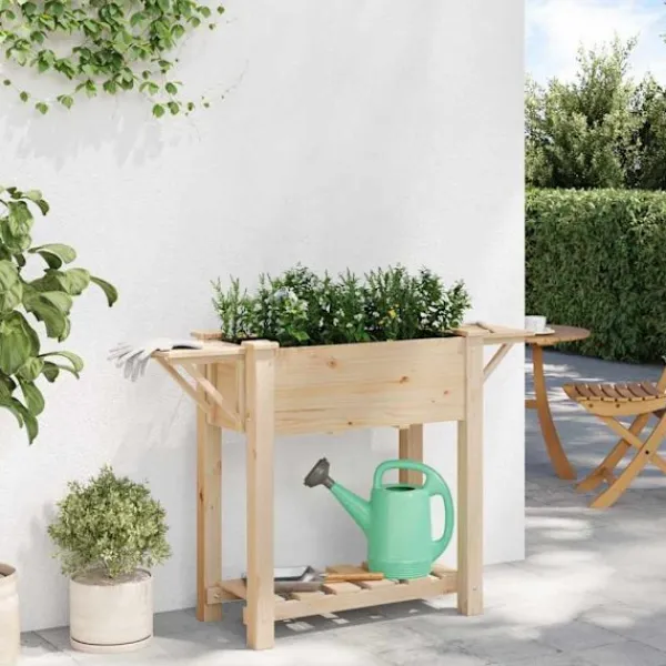 Sale Have Blomsterkrukke Beige 111 x 37 x 76.5 cm Massivt fyrretræ Plantningsbænke