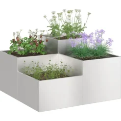 vidaXL Plantningsbænke^Have Blomsterkrukke Sølv 80 x 80 x 48 cm Rustfrit stål