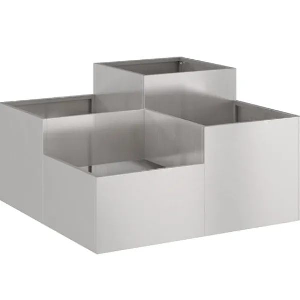 vidaXL Plantningsbænke^Have Blomsterkrukke Sølv 80 x 80 x 48 cm Rustfrit stål