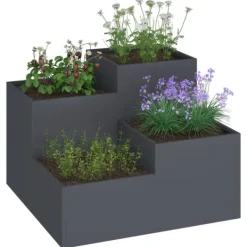 vidaXL Krukker & Plantebeholdere^Have Blomsterkrukke Antracit 100 x 100 x 60 cm Stål