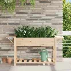 vidaXL Plantestativer^Have Blomsterkrukke Beige 155 x 59 x 76.5 cm Massivt fyrretræ