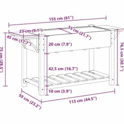 vidaXL Plantestativer^Have Blomsterkrukke Beige 155 x 59 x 76.5 cm Massivt fyrretræ