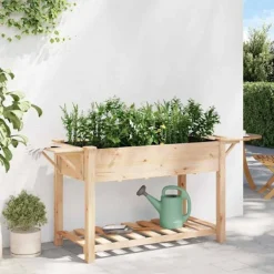 vidaXL Plantestativer^Have Blomsterkrukke Beige 155 x 59 x 76.5 cm Massivt fyrretræ