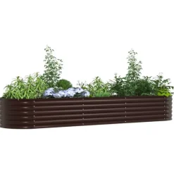 vidaXL Plantningsbænke^Havebed Brun Galvaniseret stål 320 x 80 x 44 cm Slidstærk