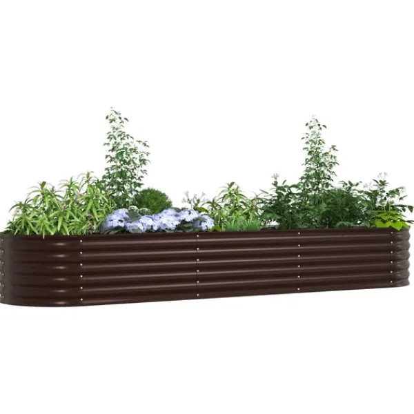vidaXL Plantningsbænke^Havebed Brun Galvaniseret stål 320 x 80 x 44 cm Slidstærk