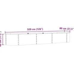 vidaXL Plantningsbænke^Havebed Brun Galvaniseret stål 320 x 80 x 44 cm Slidstærk