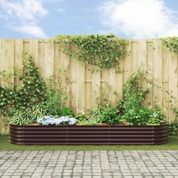vidaXL Plantningsbænke^Havebed Brun Galvaniseret stål 320 x 80 x 44 cm Slidstærk