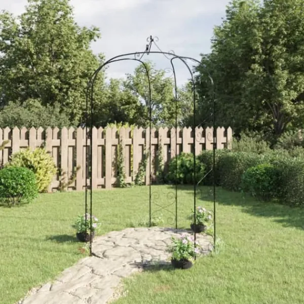 Best havebue Ø180x255 cm stål sort - Havebuer, espalierer & pergolaer Buer, Spalier, Lysthuse Uden Tag